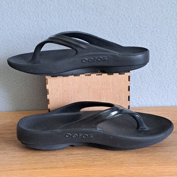 OOFOS OOriginal Recovery Flip Flops Sandal Black 38 Womens 7 Mens 5 Thongs - Picture 4 of 9